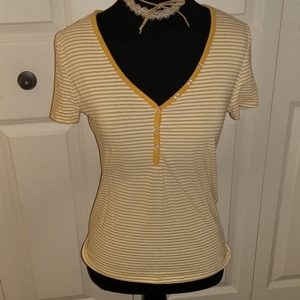 Yellow And White Striped Tshirt